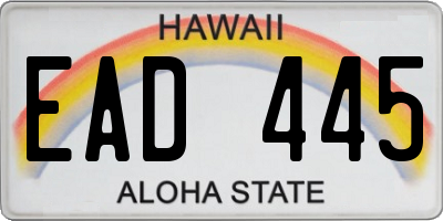 HI license plate EAD445