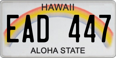 HI license plate EAD447