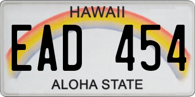 HI license plate EAD454