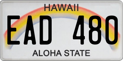 HI license plate EAD480