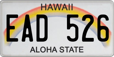 HI license plate EAD526