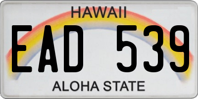 HI license plate EAD539