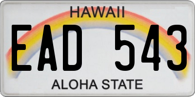 HI license plate EAD543