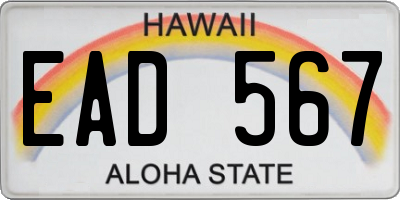 HI license plate EAD567