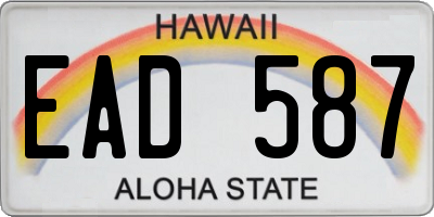 HI license plate EAD587