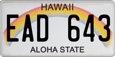 HI license plate EAD643