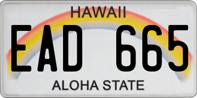 HI license plate EAD665