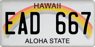 HI license plate EAD667