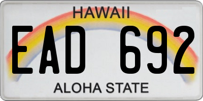 HI license plate EAD692