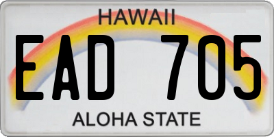 HI license plate EAD705