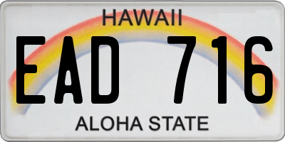 HI license plate EAD716