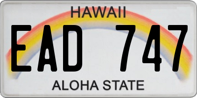 HI license plate EAD747