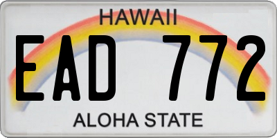HI license plate EAD772
