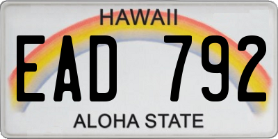 HI license plate EAD792
