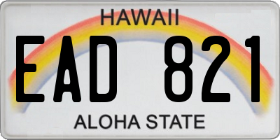 HI license plate EAD821