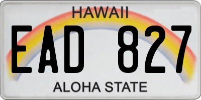 HI license plate EAD827