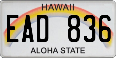 HI license plate EAD836