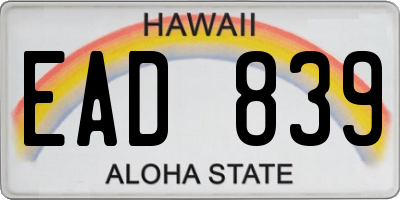 HI license plate EAD839