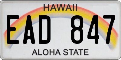 HI license plate EAD847