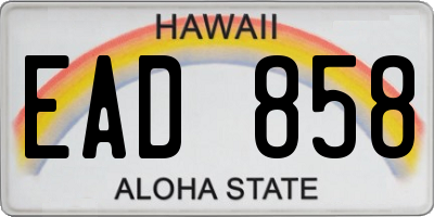 HI license plate EAD858