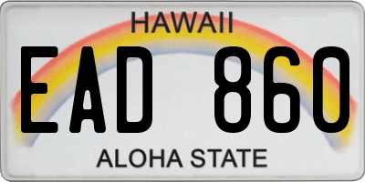 HI license plate EAD860