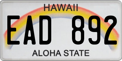 HI license plate EAD892