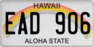 HI license plate EAD906