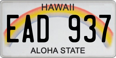 HI license plate EAD937
