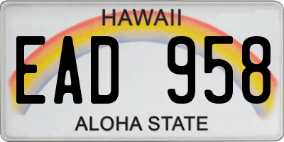 HI license plate EAD958