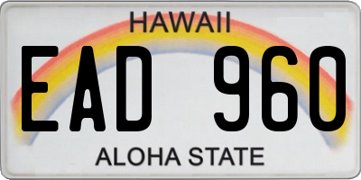 HI license plate EAD960