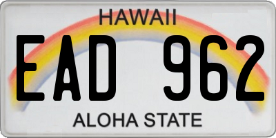 HI license plate EAD962