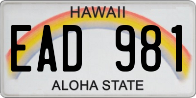 HI license plate EAD981