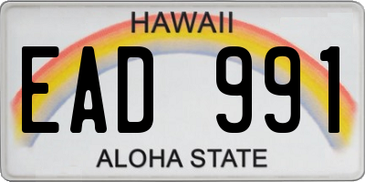 HI license plate EAD991