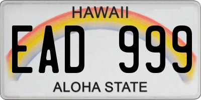 HI license plate EAD999