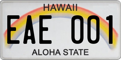 HI license plate EAE001