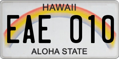 HI license plate EAE010