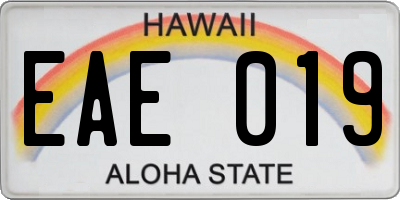 HI license plate EAE019