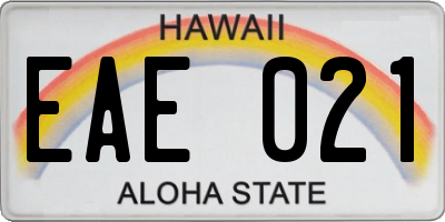 HI license plate EAE021