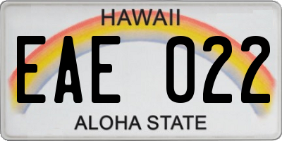 HI license plate EAE022
