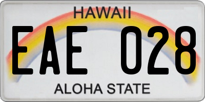HI license plate EAE028