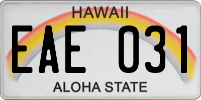 HI license plate EAE031