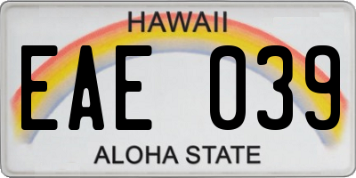 HI license plate EAE039