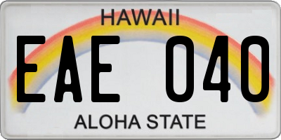 HI license plate EAE040