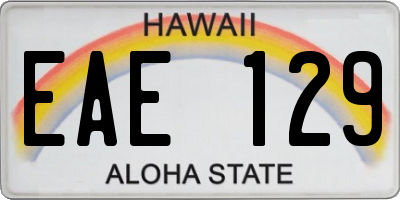 HI license plate EAE129