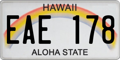 HI license plate EAE178