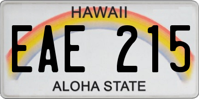 HI license plate EAE215