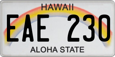 HI license plate EAE230