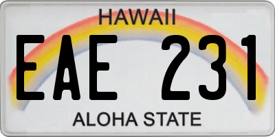 HI license plate EAE231