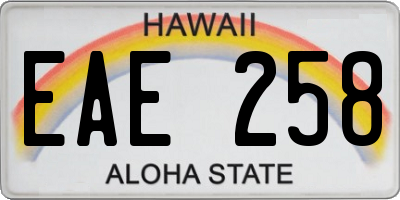 HI license plate EAE258