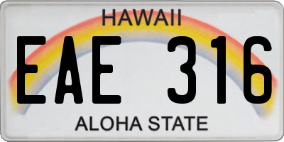 HI license plate EAE316